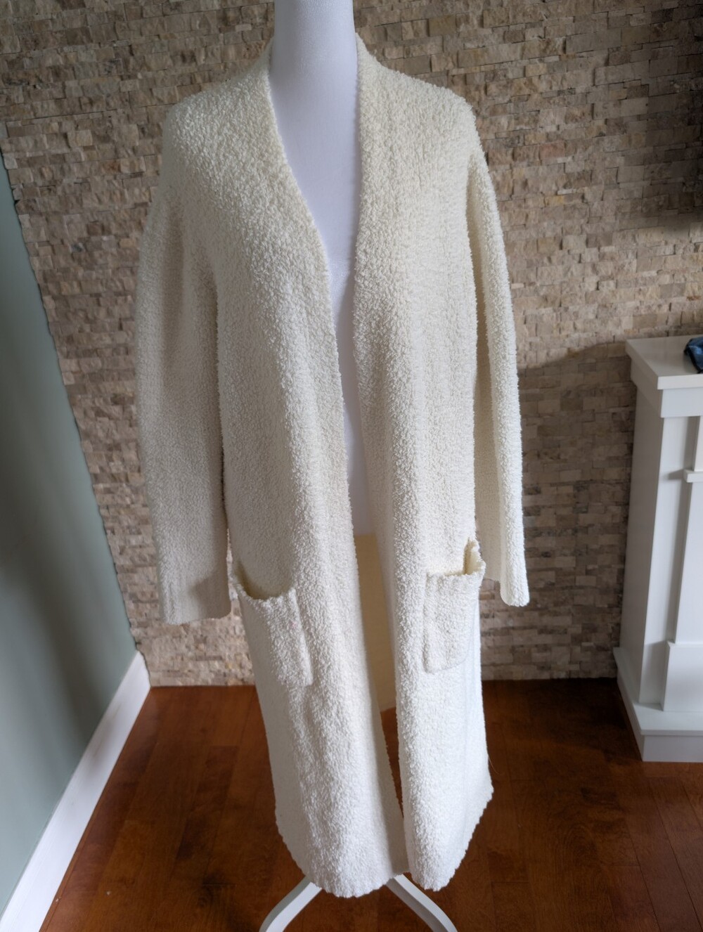 Skims Cozy Knit Open Cardigan Robe L/XL Cream White Loungewear Women's Layering - Picture 1 of 14